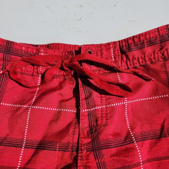 Quicksilver Swim Trunks Size Small S Boy's Swimming Shorts Red Plaid Swimsuit 12 - Picture 8 of 11